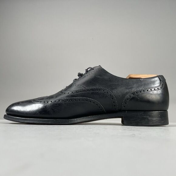 Peal & Co Brooks Brothers Men’s UK9 US10 Black Leather Oxford Wingtip Dress Shoe - Picture 7 of 9